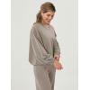 imageODODOS Womens Modal Soft Bubble Hem Sweatshirts Long Sleeve Oversized Top Crew Neck Casual PulloverKhaki