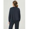 imageODODOS Womens Modal Soft Bubble Hem Sweatshirts Long Sleeve Oversized Top Crew Neck Casual PulloverNavy