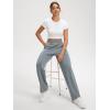imageODODOS Womens Modal Soft Classic Pants Mid Rise PullOn Lounge Casual Work Pants with Pockets29 InseamGrey Blue