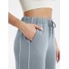 imageODODOS Womens Modal Soft Extra Wide Leg Pants with Pockets Drawstring High Waist PullOn Casual PantsPiping Grey Blue