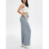 imageODODOS Womens Modal Soft Extra Wide Leg Pants with Pockets Drawstring High Waist PullOn Casual PantsPiping Grey Blue