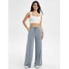 imageODODOS Womens Modal Soft Extra Wide Leg Pants with Pockets Drawstring High Waist PullOn Casual PantsPiping Grey Blue