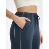 imageODODOS Womens Modal Soft Extra Wide Leg Pants with Pockets Drawstring High Waist PullOn Casual PantsPiping Navy