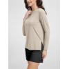 imageODODOS Womens PeachSoft Boat Neck Long Sleeve Shirt Side Slit Relaxed Fit Casual Top for Yoga ampamp LoungeBeige