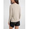imageODODOS Womens PeachSoft Boat Neck Long Sleeve Shirt Side Slit Relaxed Fit Casual Top for Yoga ampamp LoungeBeige