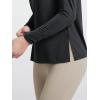 imageODODOS Womens PeachSoft Boat Neck Long Sleeve Shirt Side Slit Relaxed Fit Casual Top for Yoga ampamp LoungeBlack