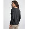 imageODODOS Womens PeachSoft Boat Neck Long Sleeve Shirt Side Slit Relaxed Fit Casual Top for Yoga ampamp LoungeBlack
