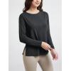 imageODODOS Womens PeachSoft Boat Neck Long Sleeve Shirt Side Slit Relaxed Fit Casual Top for Yoga ampamp LoungeBlack