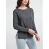 imageODODOS Womens PeachSoft Boat Neck Long Sleeve Shirt Side Slit Relaxed Fit Casual Top for Yoga ampamp LoungeCharcoal