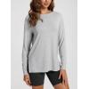 imageODODOS Womens PeachSoft Boat Neck Long Sleeve Shirt Side Slit Relaxed Fit Casual Top for Yoga ampamp LoungeHeather Grey