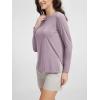 imageODODOS Womens PeachSoft Boat Neck Long Sleeve Shirt Side Slit Relaxed Fit Casual Top for Yoga ampamp LoungeLavender