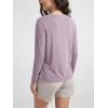 imageODODOS Womens PeachSoft Boat Neck Long Sleeve Shirt Side Slit Relaxed Fit Casual Top for Yoga ampamp LoungeLavender