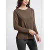 imageODODOS Womens PeachSoft Boat Neck Long Sleeve Shirt Side Slit Relaxed Fit Casual Top for Yoga ampamp LoungeNutria