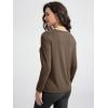 imageODODOS Womens PeachSoft Boat Neck Long Sleeve Shirt Side Slit Relaxed Fit Casual Top for Yoga ampamp LoungeNutria
