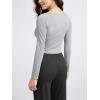 imageODODOS Womens PeachSoft Cropped Long Sleeve Tee Wide Scoop Neck Raglan Sleeves Casual Yoga ampamp Lounge ShirtHeather Grey