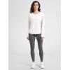 imageODODOS Womens PeachSoft HollowBack Long Sleeve Shirt with Thumb Holes Yoga ampamp Lounge TopMilk White