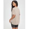 imageODODOS Womens Split Hem Oversize Short Sleeve Shirts Modal Soft V Neck Tee Casual Lounge Yoga TopsAbalone