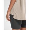 imageODODOS Womens Split Hem Oversize Short Sleeve Shirts Modal Soft V Neck Tee Casual Lounge Yoga TopsAbalone