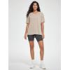 imageODODOS Womens Split Hem Oversize Short Sleeve Shirts Modal Soft V Neck Tee Casual Lounge Yoga TopsAbalone