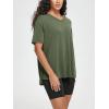 imageODODOS Womens Split Hem Oversize Short Sleeve Shirts Modal Soft V Neck Tee Casual Lounge Yoga TopsArmy Green