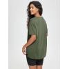 imageODODOS Womens Split Hem Oversize Short Sleeve Shirts Modal Soft V Neck Tee Casual Lounge Yoga TopsArmy Green