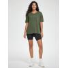 imageODODOS Womens Split Hem Oversize Short Sleeve Shirts Modal Soft V Neck Tee Casual Lounge Yoga TopsArmy Green