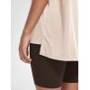 imageODODOS Womens Split Hem Oversize Short Sleeve Shirts Modal Soft V Neck Tee Casual Lounge Yoga TopsBeige
