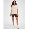imageODODOS Womens Split Hem Oversize Short Sleeve Shirts Modal Soft V Neck Tee Casual Lounge Yoga TopsBeige