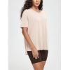 imageODODOS Womens Split Hem Oversize Short Sleeve Shirts Modal Soft V Neck Tee Casual Lounge Yoga TopsBeige