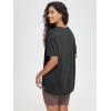 imageODODOS Womens Split Hem Oversize Short Sleeve Shirts Modal Soft V Neck Tee Casual Lounge Yoga TopsBlack