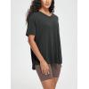 imageODODOS Womens Split Hem Oversize Short Sleeve Shirts Modal Soft V Neck Tee Casual Lounge Yoga TopsBlack
