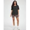 imageODODOS Womens Split Hem Oversize Short Sleeve Shirts Modal Soft V Neck Tee Casual Lounge Yoga TopsBlack