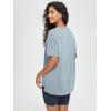 imageODODOS Womens Split Hem Oversize Short Sleeve Shirts Modal Soft V Neck Tee Casual Lounge Yoga TopsBlue Fog