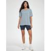 imageODODOS Womens Split Hem Oversize Short Sleeve Shirts Modal Soft V Neck Tee Casual Lounge Yoga TopsBlue Fog