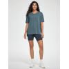 imageODODOS Womens Split Hem Oversize Short Sleeve Shirts Modal Soft V Neck Tee Casual Lounge Yoga TopsBluesteel