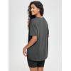 imageODODOS Womens Split Hem Oversize Short Sleeve Shirts Modal Soft V Neck Tee Casual Lounge Yoga TopsCharcoal