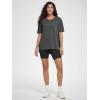 imageODODOS Womens Split Hem Oversize Short Sleeve Shirts Modal Soft V Neck Tee Casual Lounge Yoga TopsCharcoal