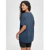 imageODODOS Womens Split Hem Oversize Short Sleeve Shirts Modal Soft V Neck Tee Casual Lounge Yoga TopsDark Blue