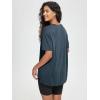 imageODODOS Womens Split Hem Oversize Short Sleeve Shirts Modal Soft V Neck Tee Casual Lounge Yoga TopsDeep Teal