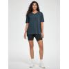 imageODODOS Womens Split Hem Oversize Short Sleeve Shirts Modal Soft V Neck Tee Casual Lounge Yoga TopsDeep Teal