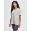 imageODODOS Womens Split Hem Oversize Short Sleeve Shirts Modal Soft V Neck Tee Casual Lounge Yoga TopsHeather Grey