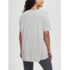 imageODODOS Womens Split Hem Oversize Short Sleeve Shirts Modal Soft V Neck Tee Casual Lounge Yoga TopsHeather Grey