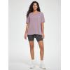 imageODODOS Womens Split Hem Oversize Short Sleeve Shirts Modal Soft V Neck Tee Casual Lounge Yoga TopsLavender