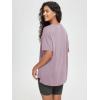 imageODODOS Womens Split Hem Oversize Short Sleeve Shirts Modal Soft V Neck Tee Casual Lounge Yoga TopsLavender