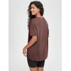 imageODODOS Womens Split Hem Oversize Short Sleeve Shirts Modal Soft V Neck Tee Casual Lounge Yoga TopsSangria