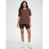 imageODODOS Womens Split Hem Oversize Short Sleeve Shirts Modal Soft V Neck Tee Casual Lounge Yoga TopsSangria
