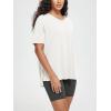 imageODODOS Womens Split Hem Oversize Short Sleeve Shirts Modal Soft V Neck Tee Casual Lounge Yoga TopsWhite