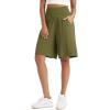imageODODOS Womens Wide Leg Lounge Shorts with Pockets Lightweight Soft Relaxed Casual Pajama Bottom8quot 10quot InseamArmy