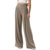 imageODODOS Chiffon Flowy Pleated Wide Leg Pants for Women Lightweight High Waist Trouser with Pockets2729quot 31quot InseamDune