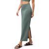 imageODODOS Modal Soft Maxi Skirt for Women Back Slit High Waist Casual Long Pencil SkirtsSlate Green